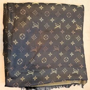 Louis Vuitton Black and Gold Monogram Shawl